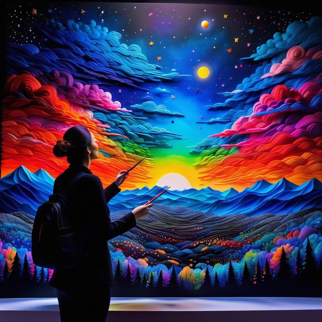 Girl Paints the Sky: Mixed Media Installation Art