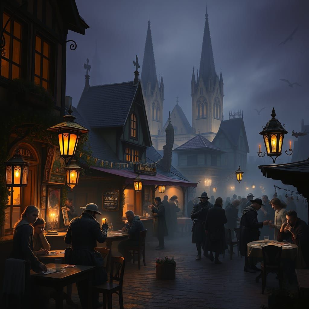 18th Century Vienna Tavern Scene with Mystical Elements