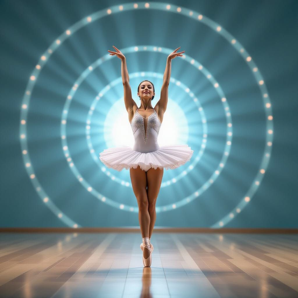 Hyperrealistic Rhythmic Gymnast in Loft Setting