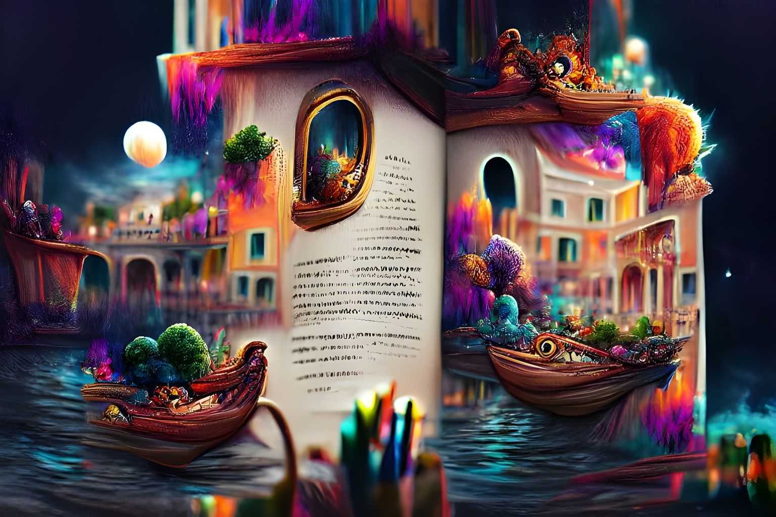 Venetian Nights Storybook Illustration in 8k
