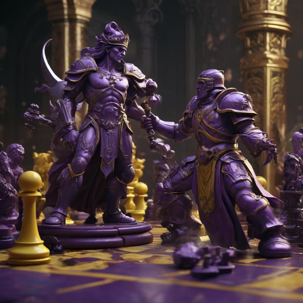 Chess Pieces Clash: A Dark Fantasy Battle