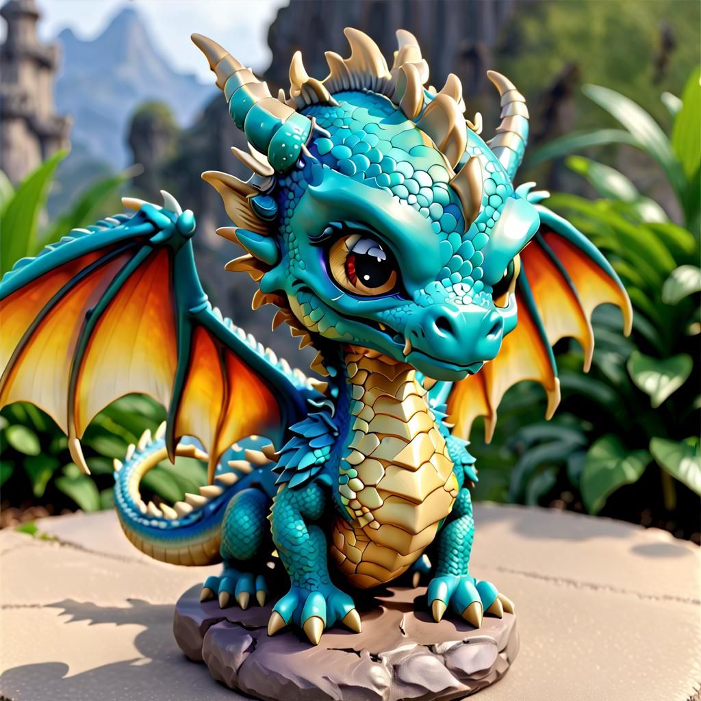Adorable Chibi Dragon Bobblehead with Bobbling Head