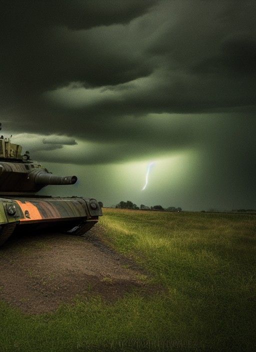 tank in thunderstorm
