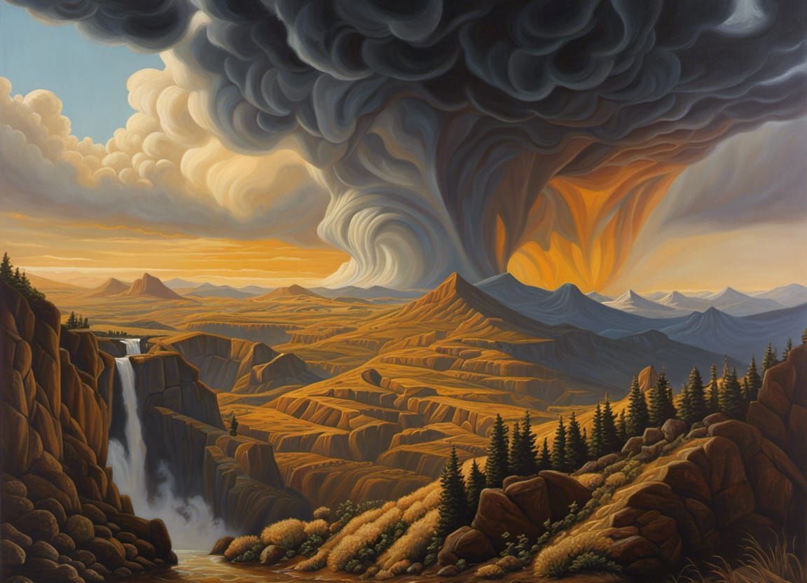 Majestic Angry Nature in Oil Painting Style
