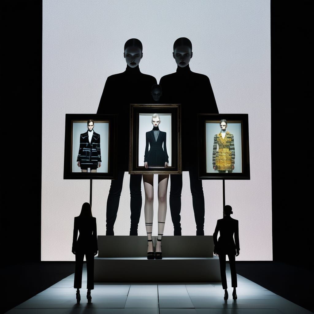 Surreal Fashion Icons in Glitchcore Digital Landscapes