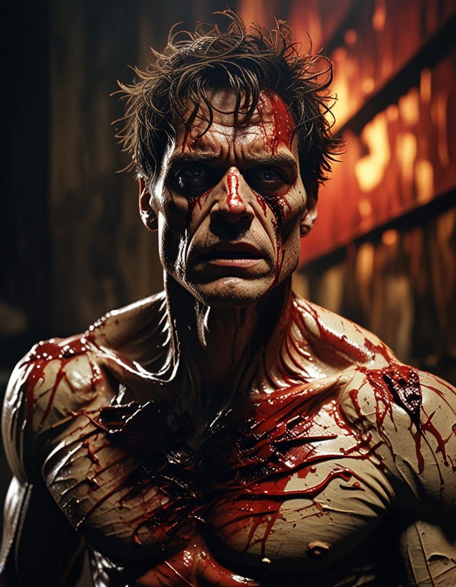 Expressionist Horror Figure Emerging from Canvas