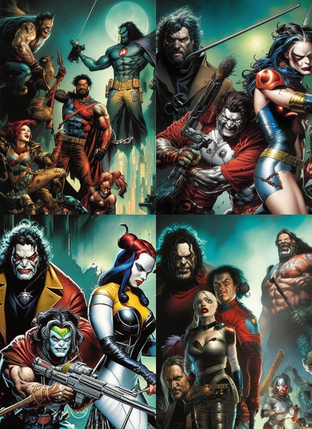 Harley Quinn and Lobo: Crayon Caricature Masterpiece