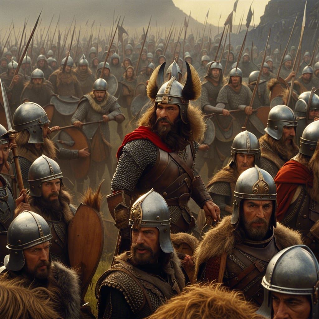 Viking Singer on Battlefield: Watercolor Art