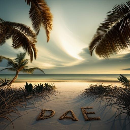 Tropical Beach: Letters in the Sand