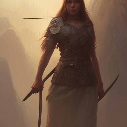 Detailed Viking Goddess Portrait in Digital Art Style