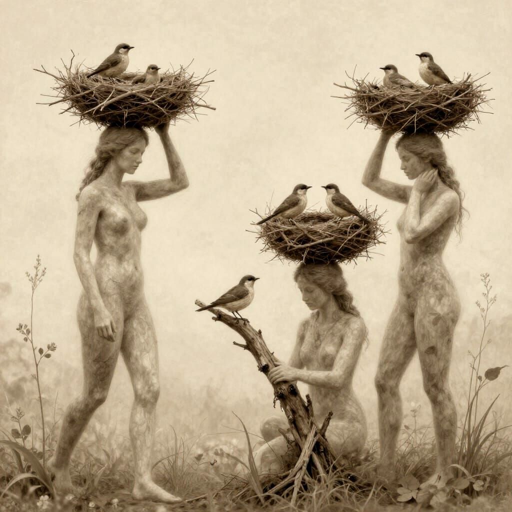 Women Carrying Nature's Symbols: Reflection and Connection