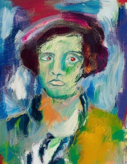 Ethereal Portrait in Bold Abstract Oil