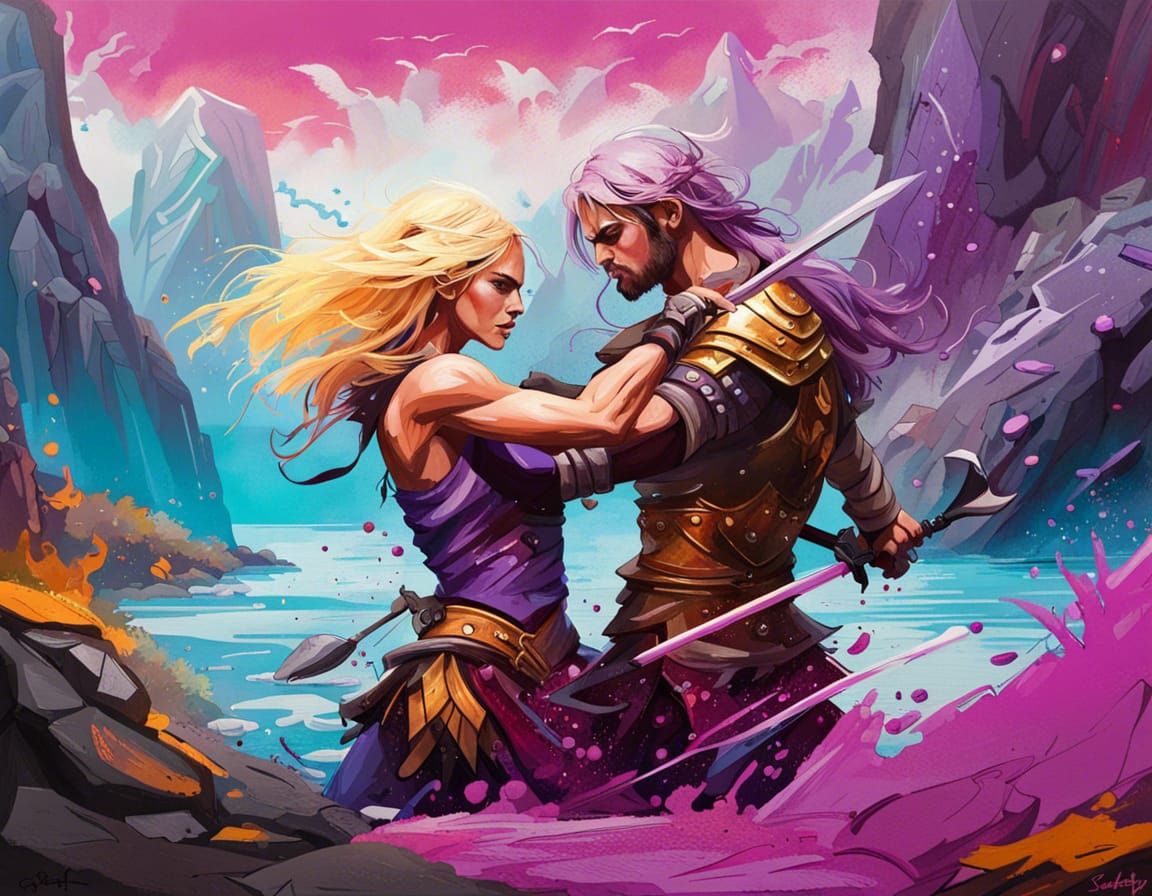 Graffiti Art: Warrior Fight by Purple Lake
