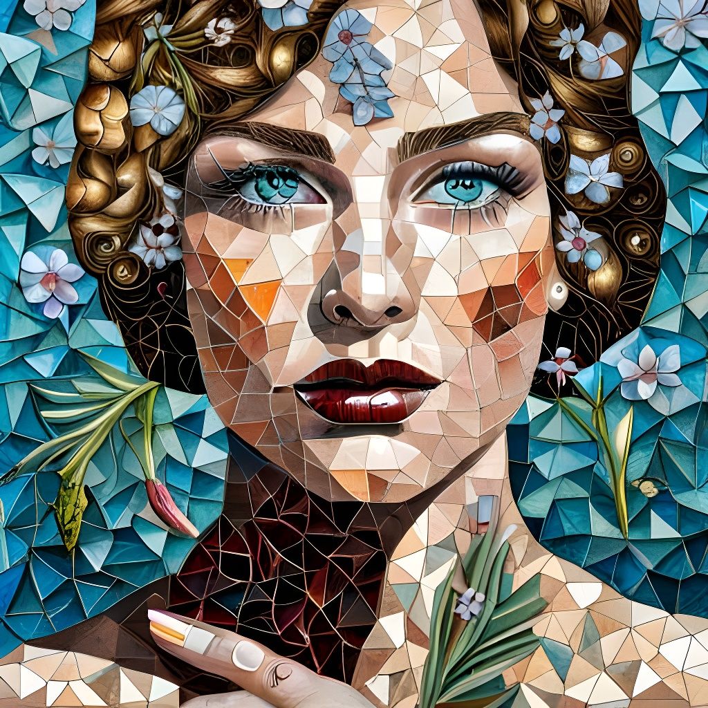 Floral Mosaic: A Woman Made of Pressed Flowers
