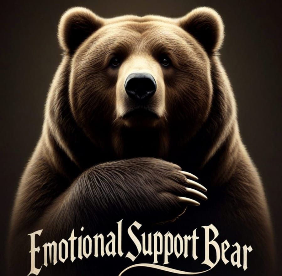 Sentimental Kodiak Bear Portrait in Calligraphic Script