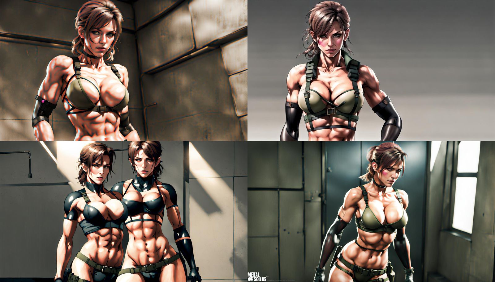 Muscular Woman with Tan Lines in Garter Belt