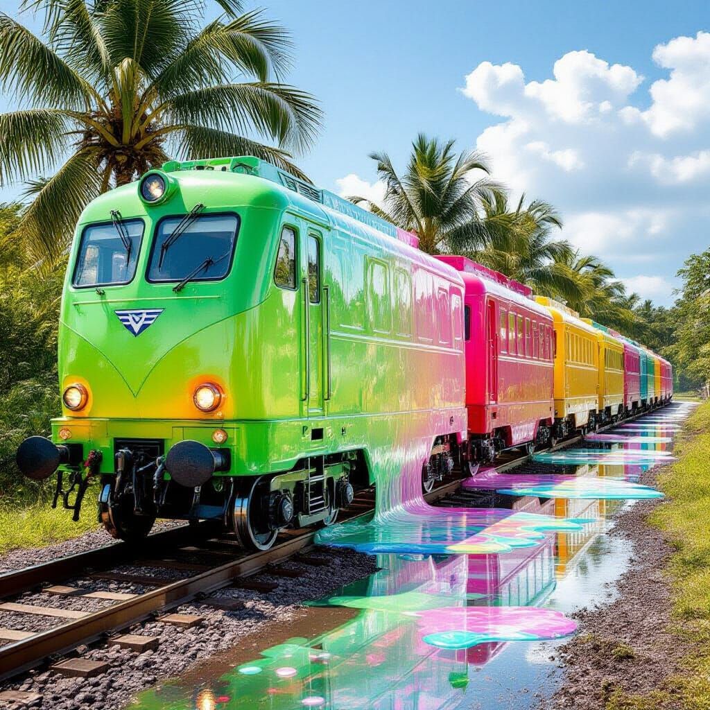 Melting Gelatin Train in Macro Photography Style