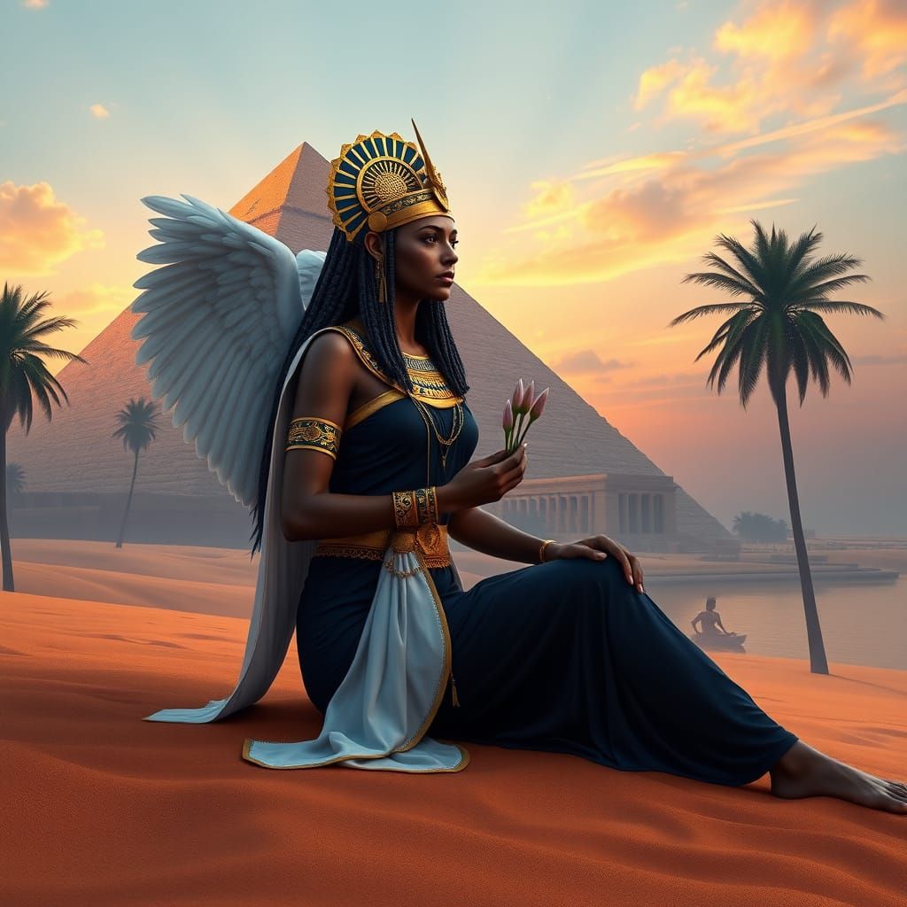 Ancient Goddess in Cyberpunk Style