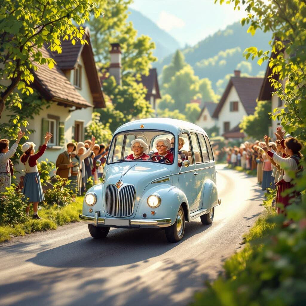 Grandmother Drives Ice Bus Through Amazed Village