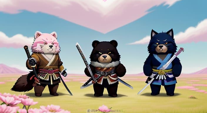 Heroic Anime Warriors Unite Against a Vibrant Split Landscap...