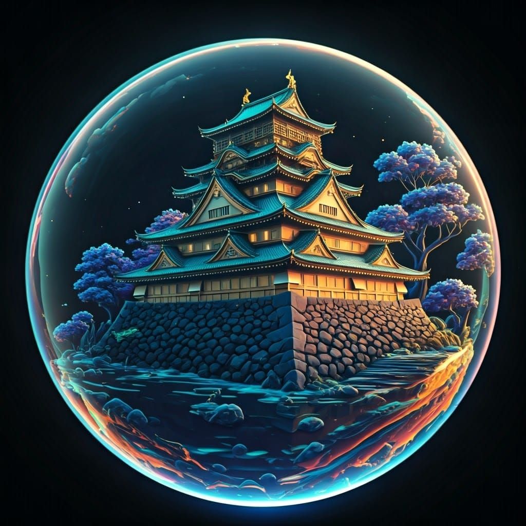 Enchanted Holographic Castle in Dreamlike Splendor