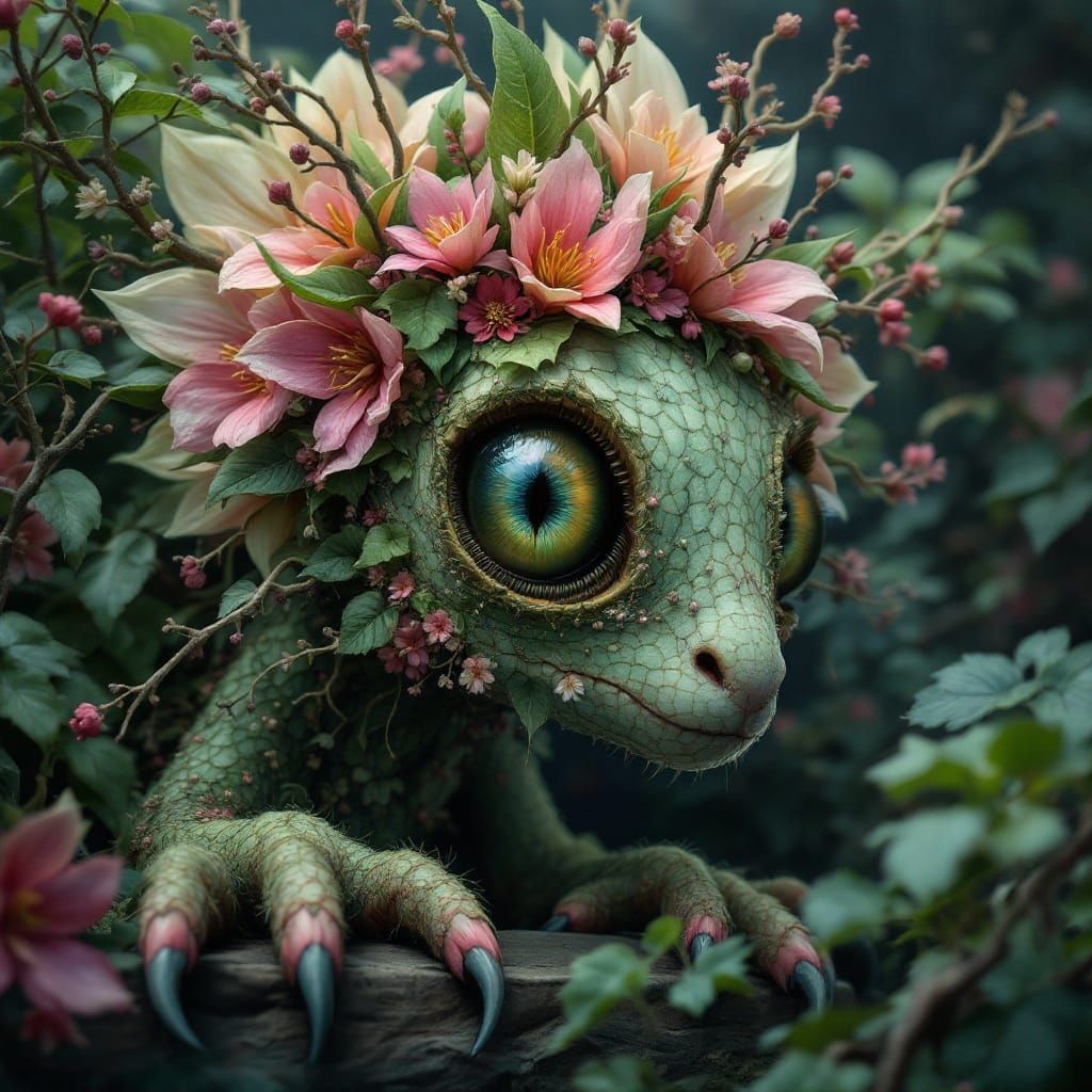 Ethereal Bird-Flower Hybrid in an Enchanted Oil Painting