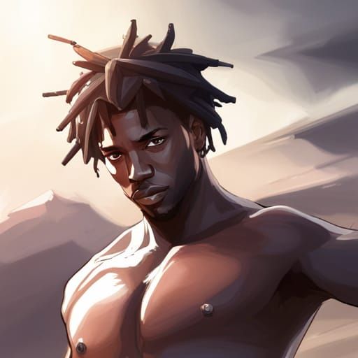 Young Black King Portrait in Hyperdetailed Digital Art