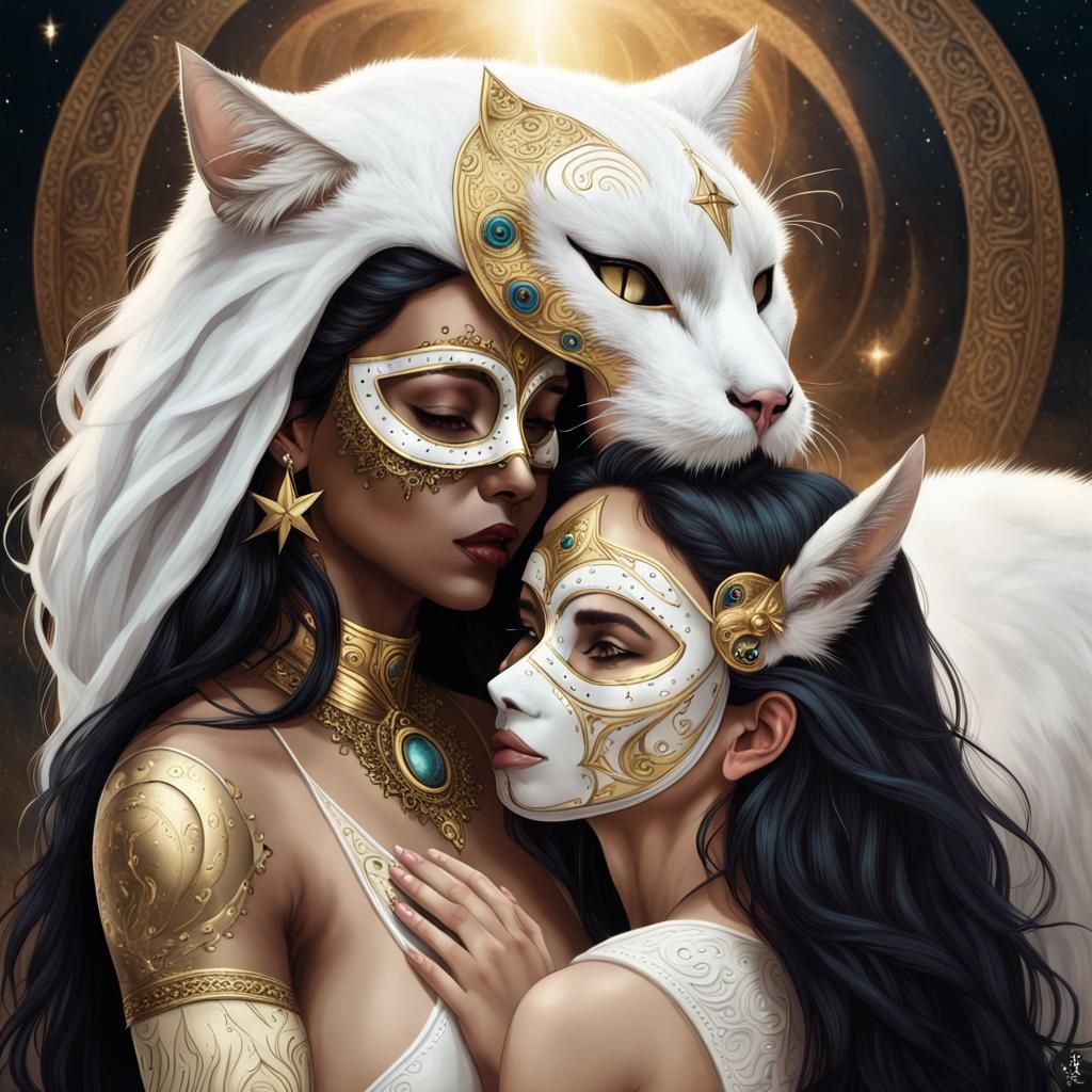 Celestial Family Portrait with Cat on Neptune