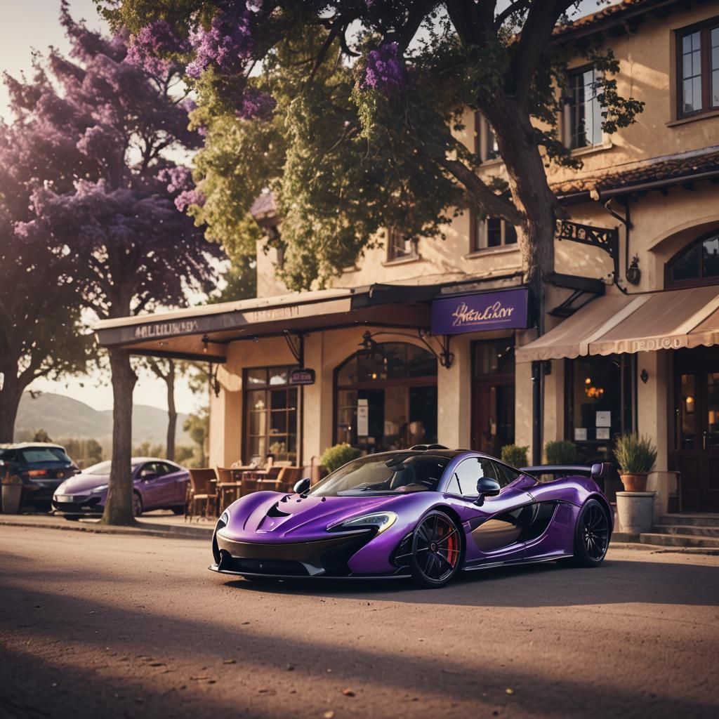 Purple McLaren P1 at Country Cafe in Cinematic Style