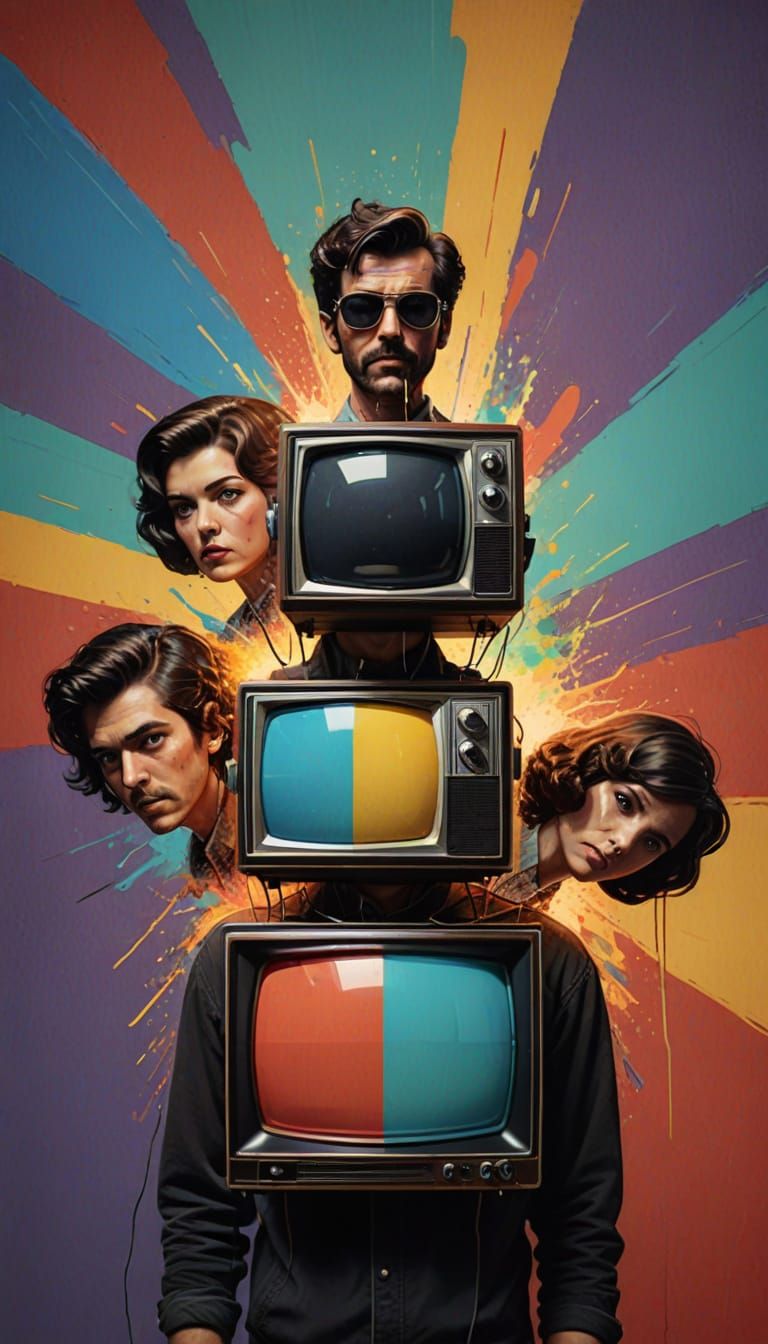 Vintage TV Head People: Hyperrealistic Concept Art