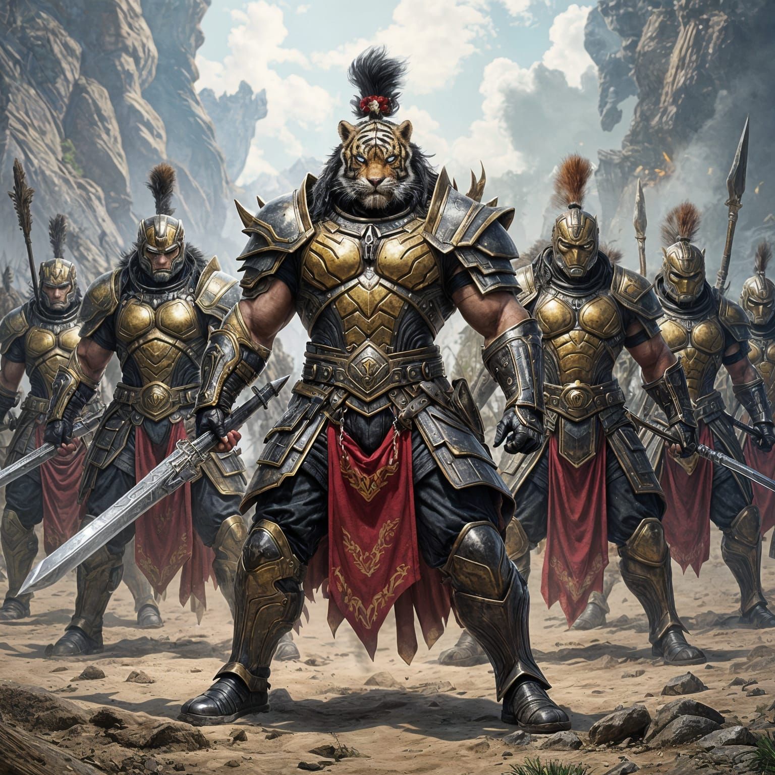 Iron Tiger Warriors in Heroic Fantasy Style
