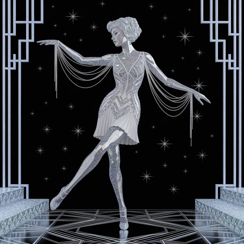 Art Deco Crystal Dancer in Cosmic Glamour