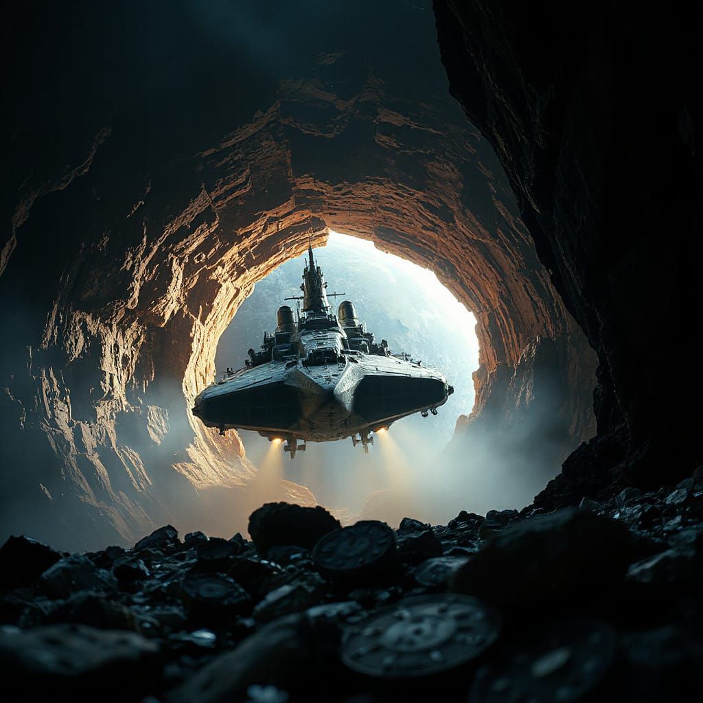 Space Battle Cruiser Arriving Through Wormhole: Cinematic St...