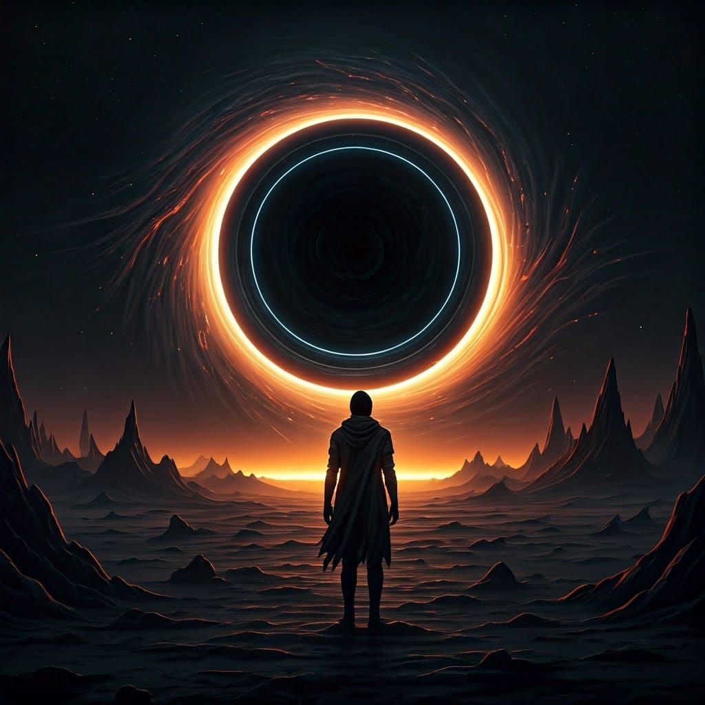 Cosmic Doom Unveiled in Dark, Futuristic Landscape