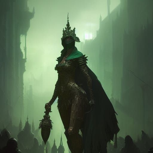 Hyperdetailed Green Knight Concept Art in Dark Fantasy Style