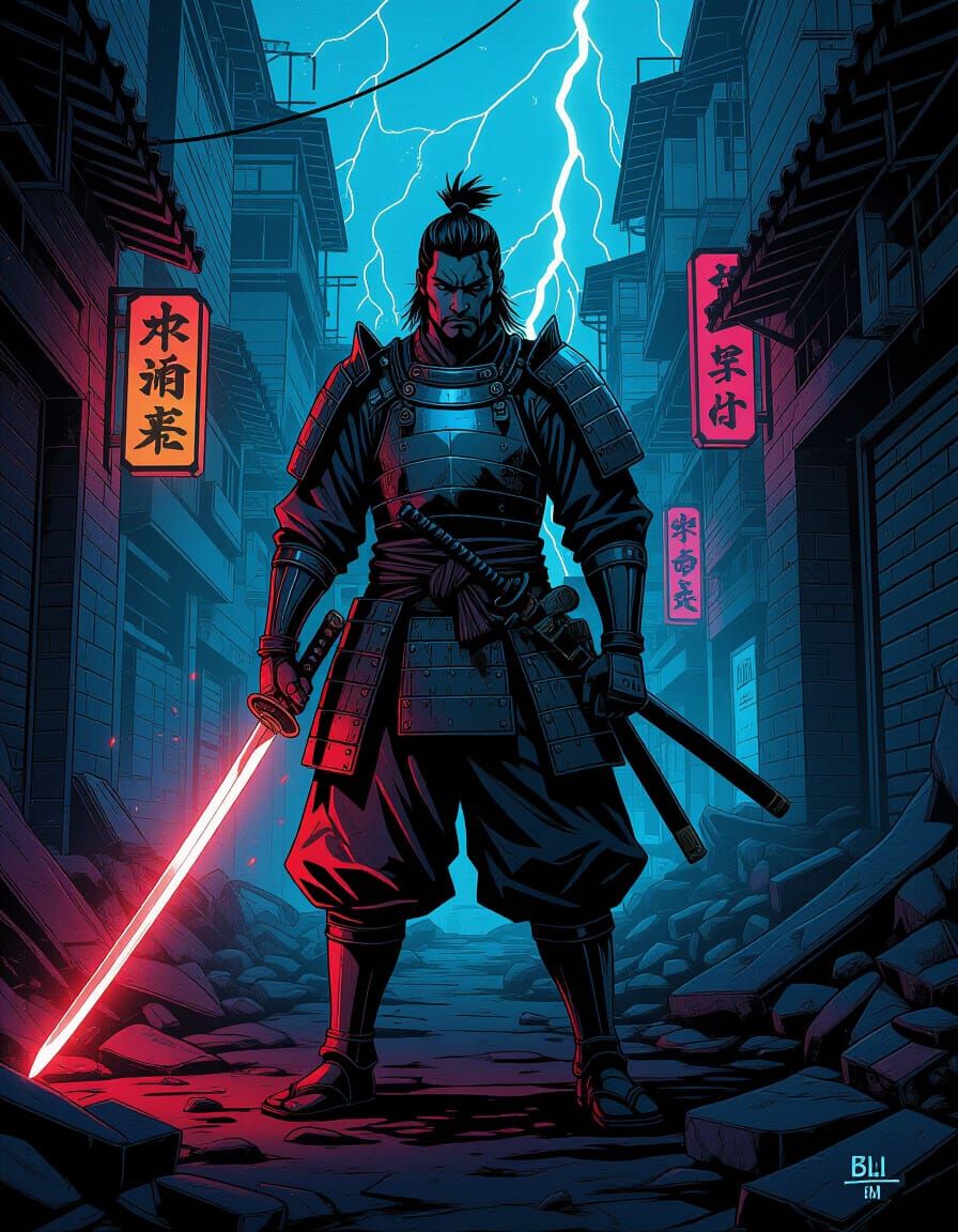 Samurai in Bio-Organic Wreckage: Comic Cover Art