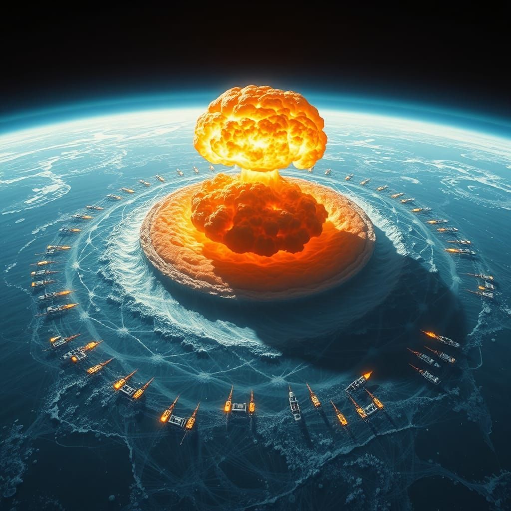 Ocean Nuclear Explosion From Space: Cinematic Photorealism