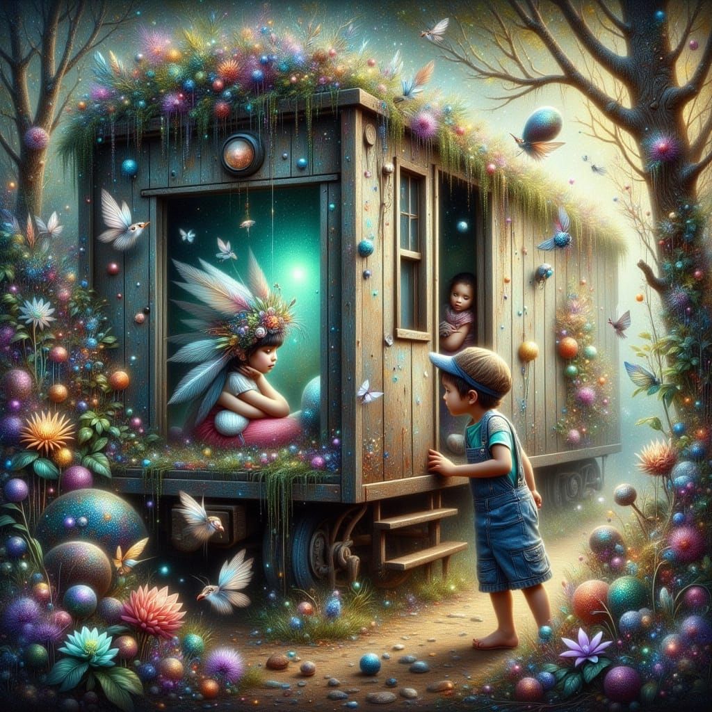 Whimsical Railway Realm in Neo-Expressionist Style