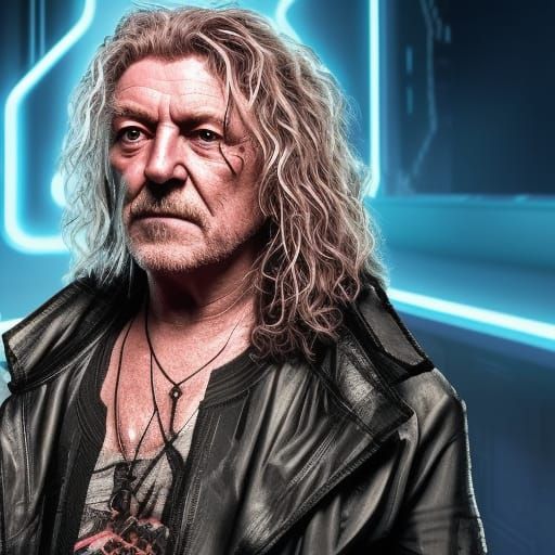 Robert Plant in Cyberpunk 2099 Neon Style