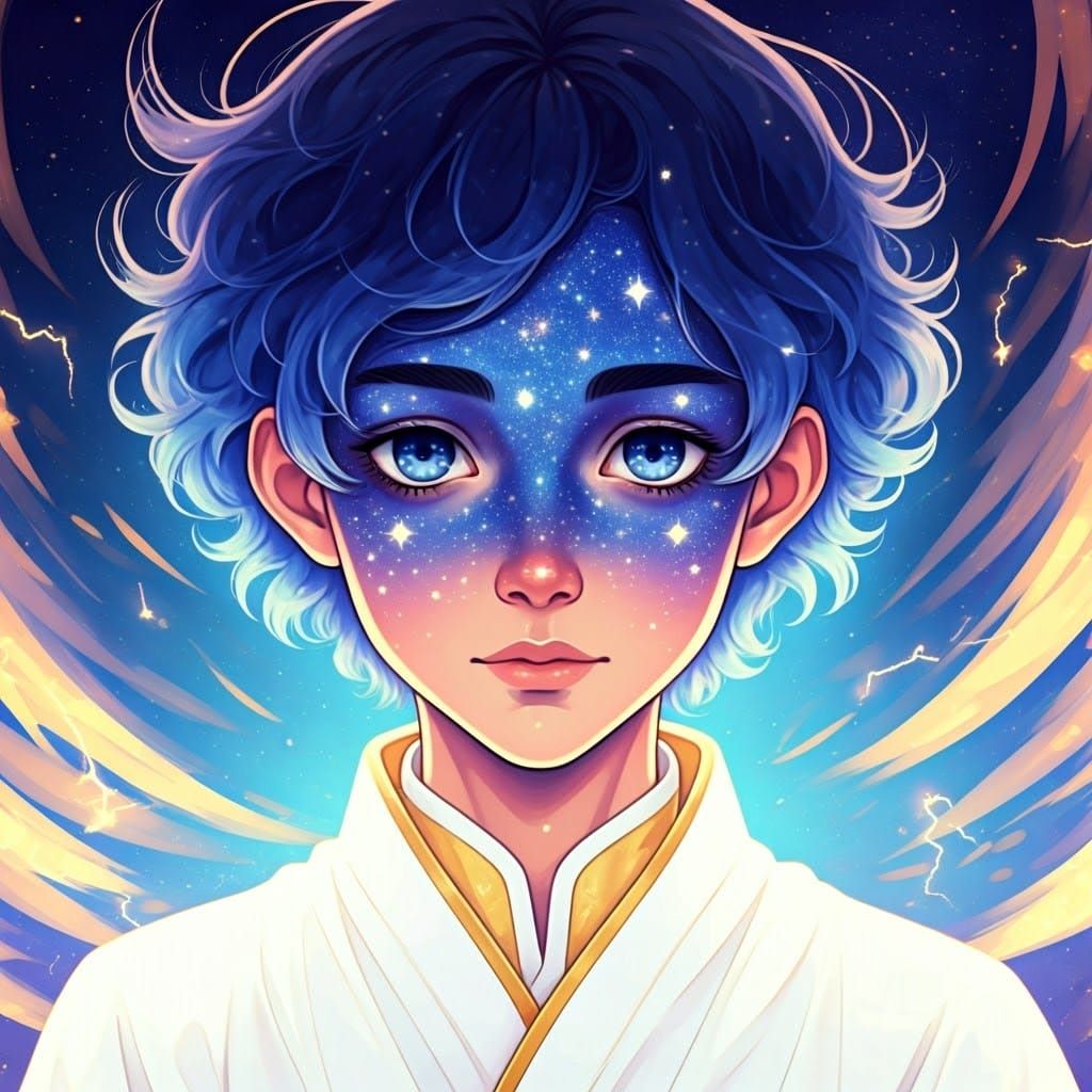 Celestial Boy: A Mystical Anime Portrait