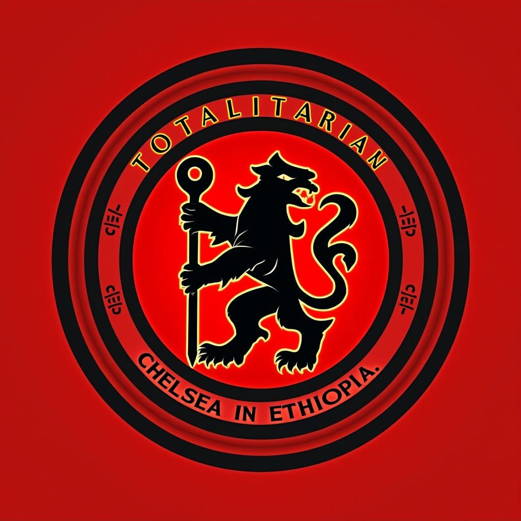 Cyberpunk-Inspired Circular Logo with Tiger and Javelin