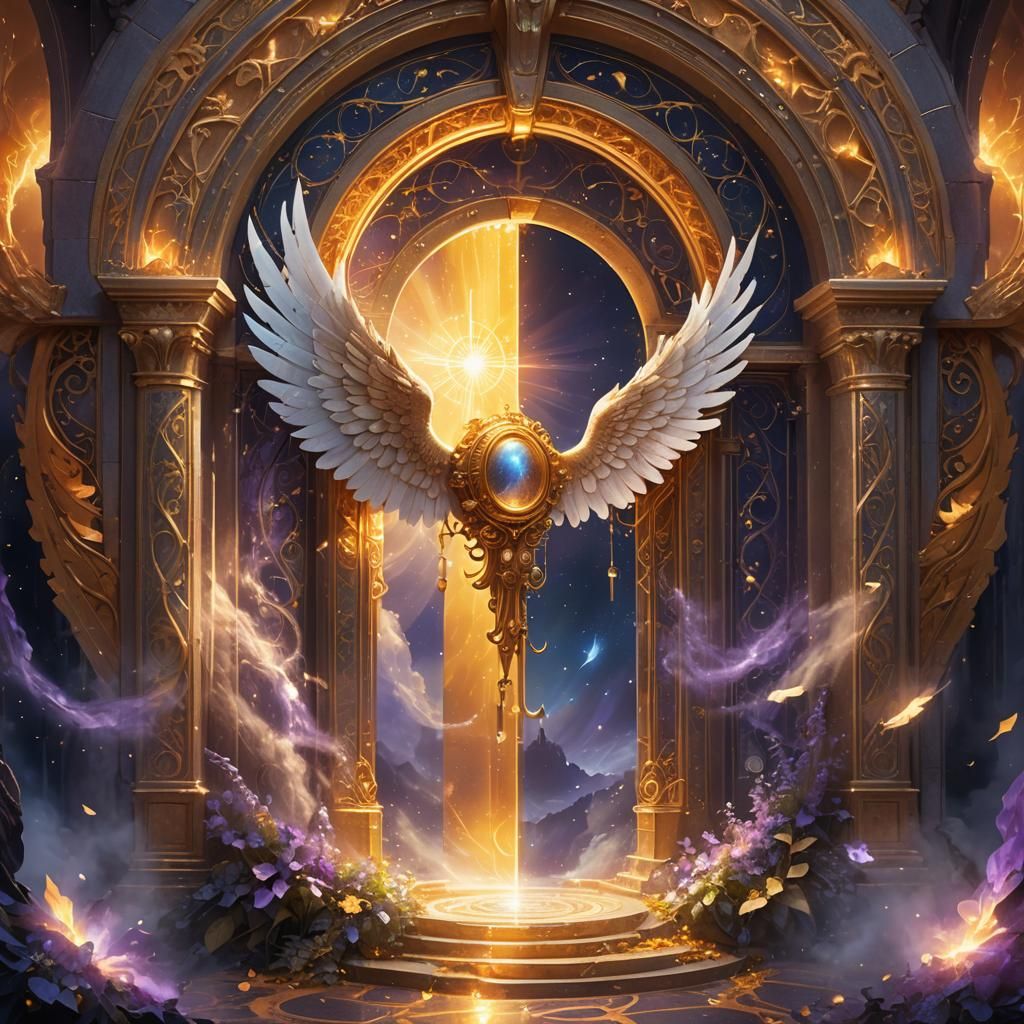 Magical Angel Portal in Celestial Environment