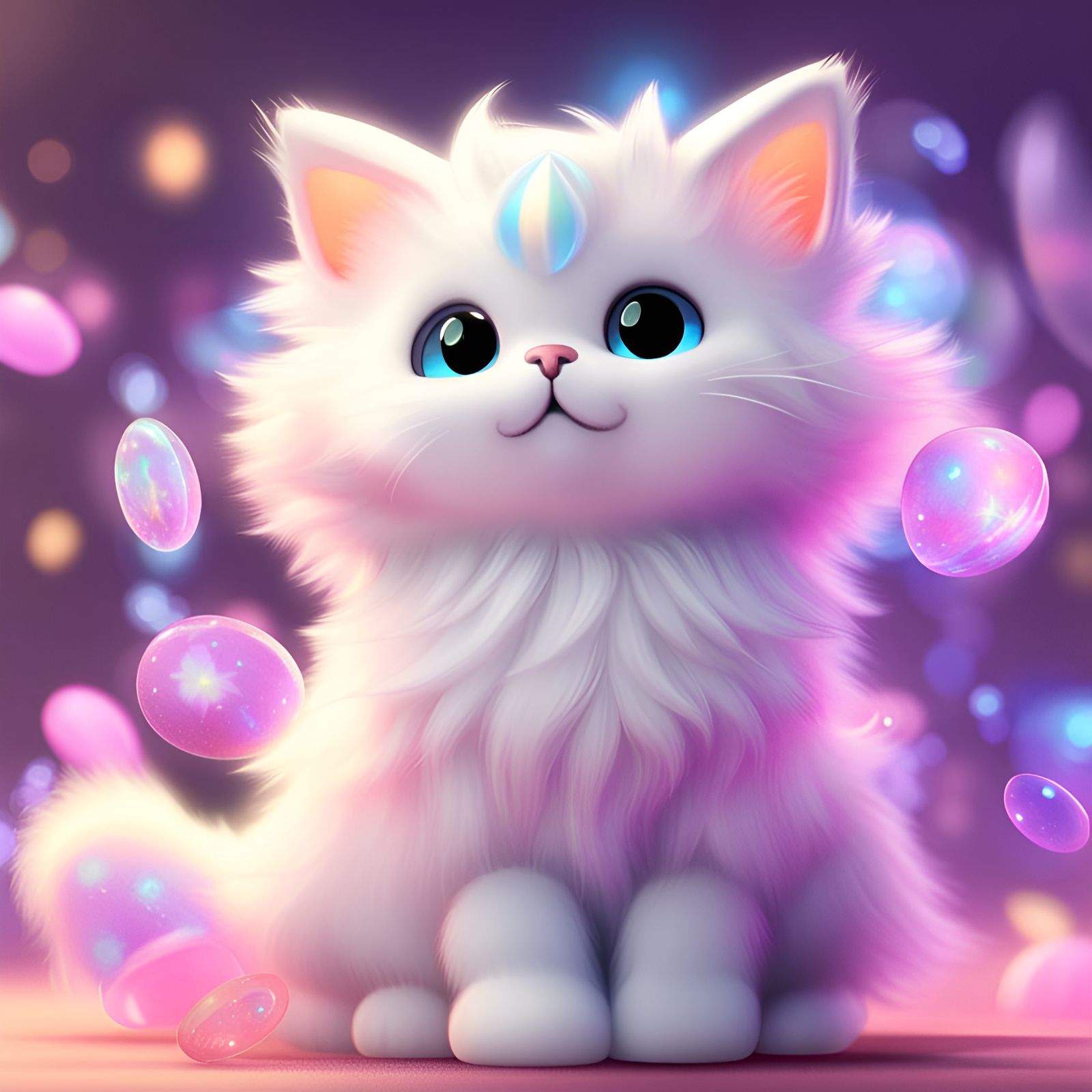 Holographic 3D Render of a Cute Fluffy Cat