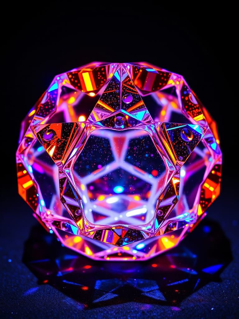 Glowing Crystal Decagon in Prismatoid Shape with Shimmering ...
