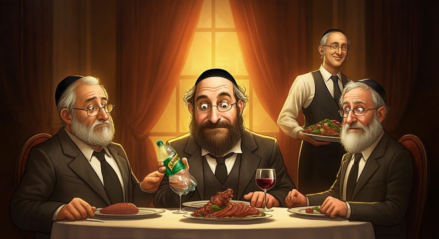 Elegant Dining Scene with Schweppes: A Digital Comic