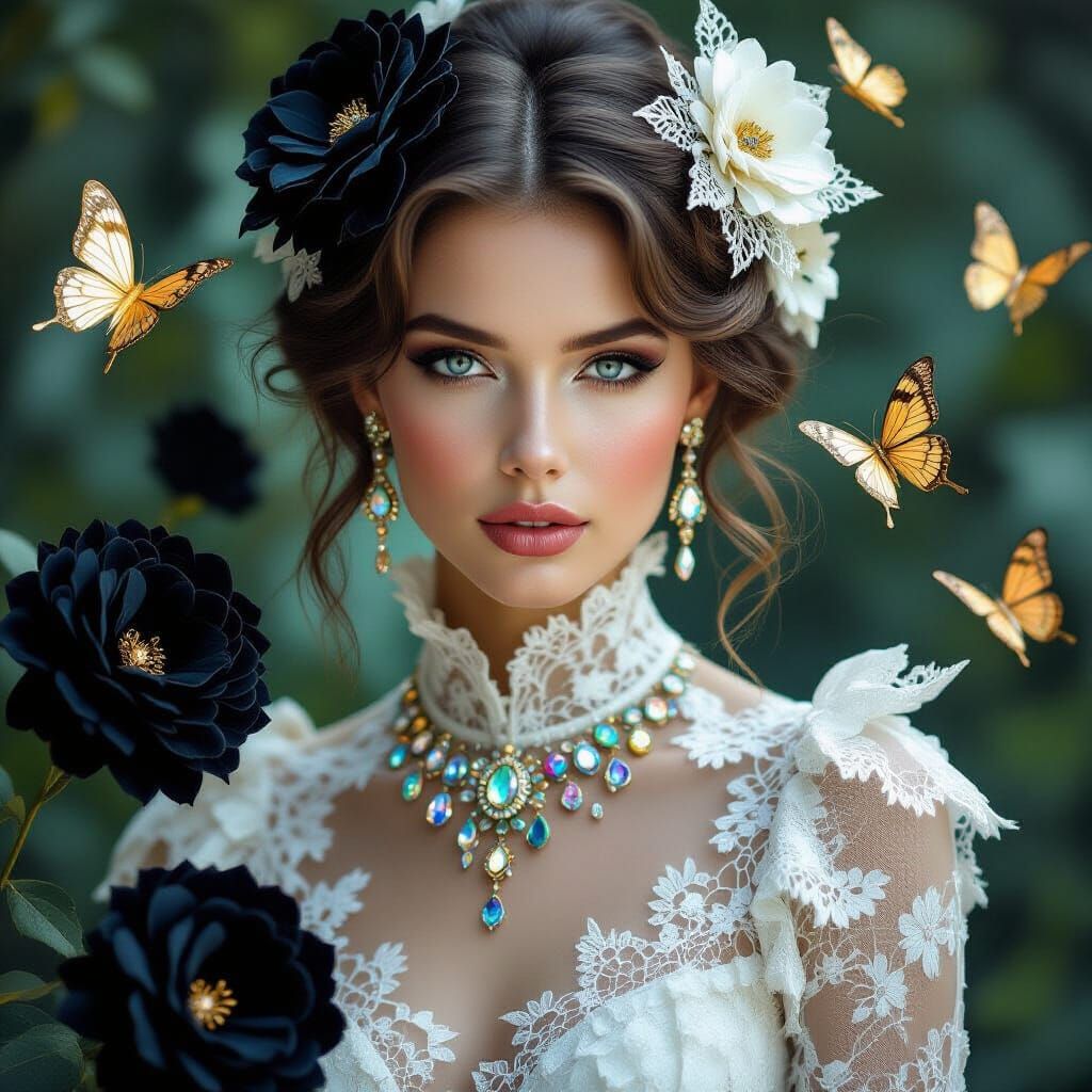 Stunning Woman Portrait in Fractal Photorealism