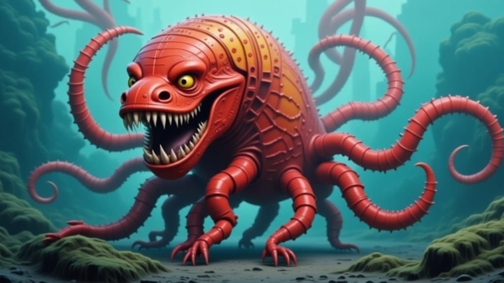 Nightmarish Tentacled Biomechanical Beast