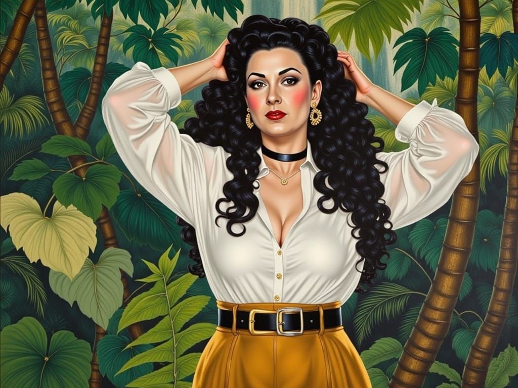 Egon Schiele Style: Armenian Woman in Jungle