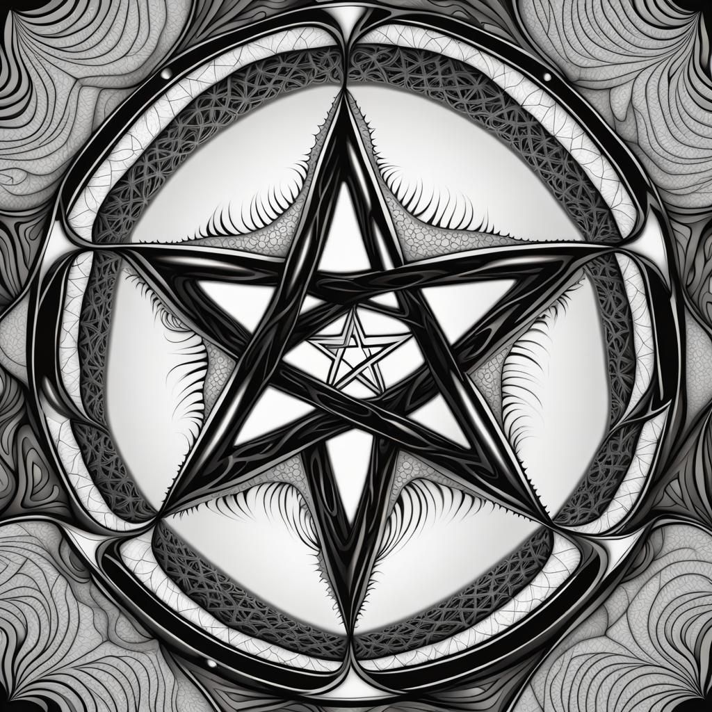 Abstract Pentacle with Fractal and Zentangle Elements