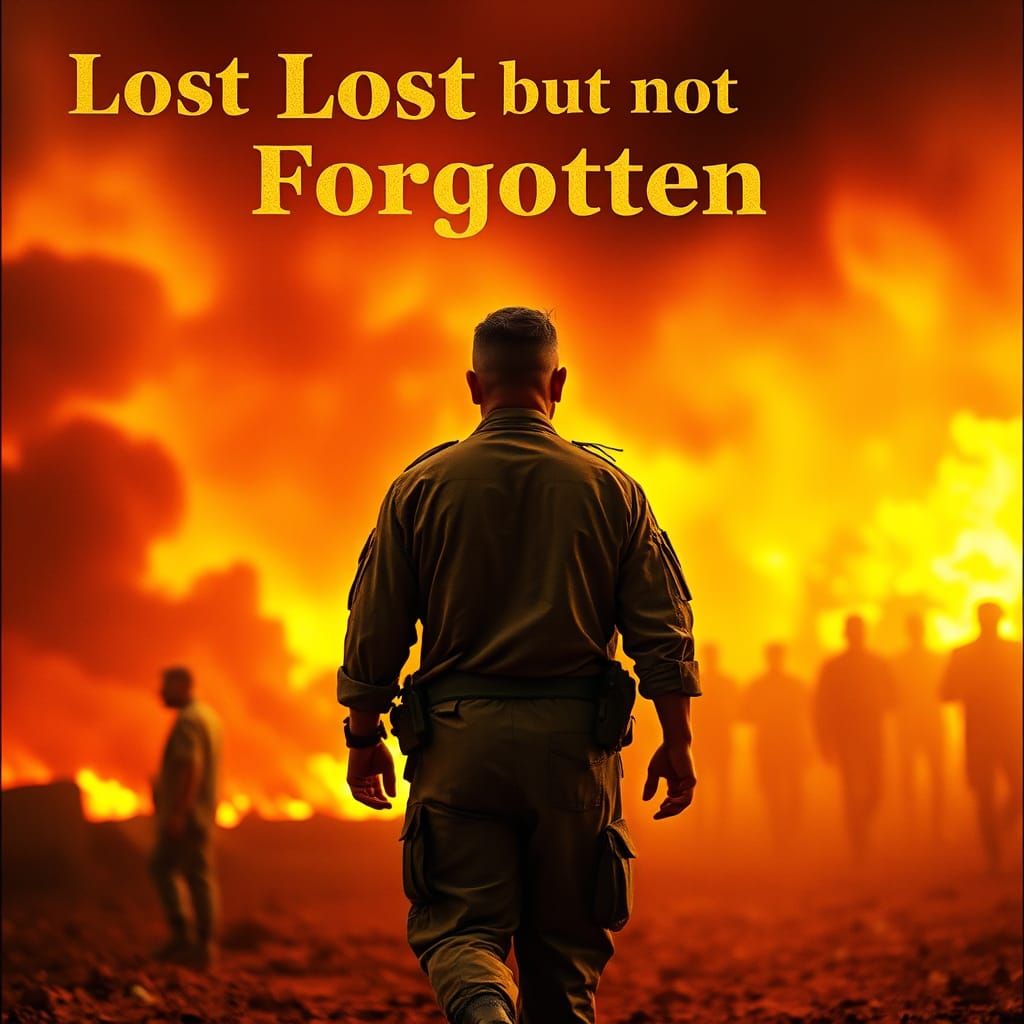 Soldier Silhouette Against Fiery Sky